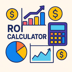 Digital dashboard displaying ROI calculator results for Google Ads performance analysis in 2025